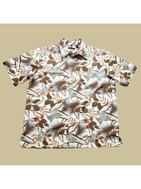 Van Heusen Studio Large Mens Short Sleeve Shirt Dress Hawaiian Casual Vacation